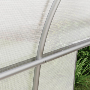 Serre tunnel 24 ㎡ avec bâche PE cadre en acier galvanisé Ø 24 mm 12 fenêtres et porte roulante vertes 8 x 3 x 2 m blanc
