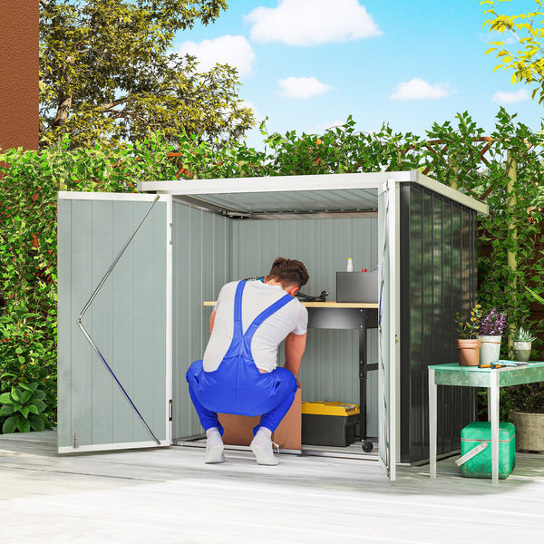 Abri de Jardin - cabane de jardin 1,26 m² - cabanon rangement outils 2 Portes verrouillables - dim. 147L x 86l x 134H cm - tôle d'acier Noir Blanc