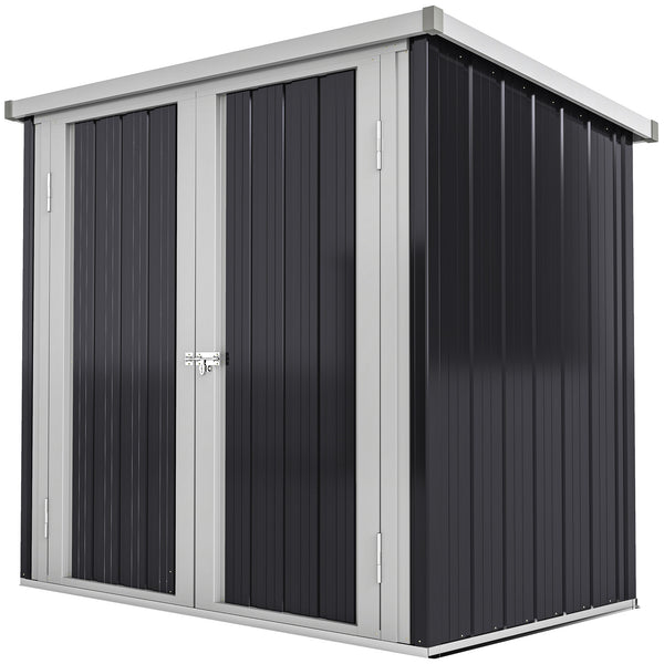 Abri de Jardin - cabane de jardin 1,26 m² - cabanon rangement outils 2 Portes verrouillables - dim. 147L x 86l x 134H cm - tôle d'acier Noir Blanc