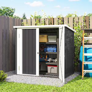 Abri de Jardin - cabane de jardin 1,26 m² - cabanon rangement outils 2 Portes verrouillables - dim. 147L x 86l x 134H cm - tôle d'acier Noir Blanc