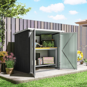 Abri de Jardin - cabane de jardin 1,26 m² - cabanon rangement outils 2 Portes verrouillables - dim. 147L x 86l x 134H cm - tôle d'acier Noir Blanc