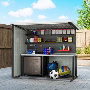 Abri de Jardin - cabane de jardin 1,26 m² - cabanon rangement outils 2 Portes verrouillables - dim. 147L x 86l x 134H cm - tôle d'acier Noir Blanc