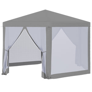 Tonnelle barnum tente de réception hexagonale style cosy métal polyester gris