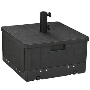 Pied de parasol base de lestage table d'appoint jardinière avec drainage roulettes et poignées PE et métal dim. 53L x 53l x 47H cm noir
