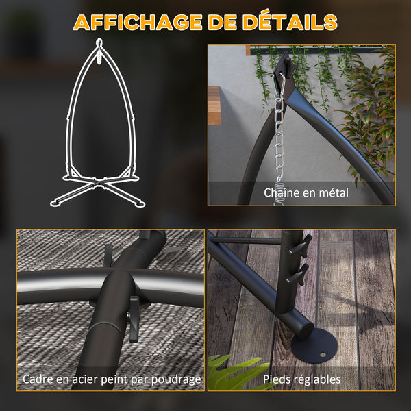 Support pour Fauteuil Suspendu - Pied Fauteuil Suspendu, hauteur 215 cm - Charge Max. recommandée 130 Kg, métal noir