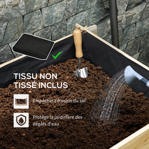 Carré Potager de jardin en Bois massif, Jardinière Surélevé en Escalier 3 Niveaux, 93 x 93 x 35 cm, pour Jardin Balcon Terrasse, effet Bois Naturel