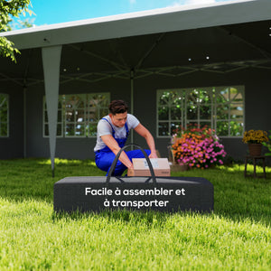 Tonnelle de jardin extérieure pop-up pliante - tente de réception - 3 x 6 m - pavillon chapiteau barnum - 3 cotés démontables - piquets d'ancrage au sol + sac de transport inclus gris
