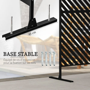 Panneau brise vue décoratif paravent extérieur à motif géométrique ajouré en métal - 122 x 45 x 198 cm, noir