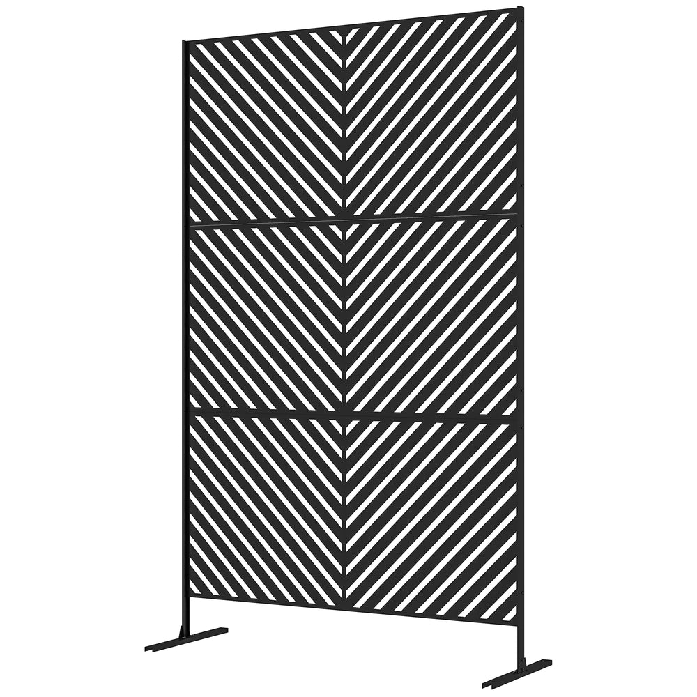 Panneau brise vue décoratif paravent extérieur à motif géométrique ajouré en métal - 122 x 45 x 198 cm, noir