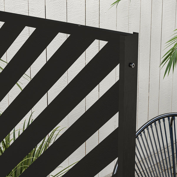 Panneau brise vue décoratif paravent extérieur à motif géométrique ajouré en métal - 122 x 45 x 198 cm, noir