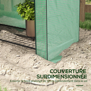 Serre de jardin PE avec étagères 4 niveaux, serre de balcon, bâche renforcée 135 g/m², châssis en acier, porte zippée enroulable, pour légumes plantes fleurs, 120 x 50 x 170 cm, vert