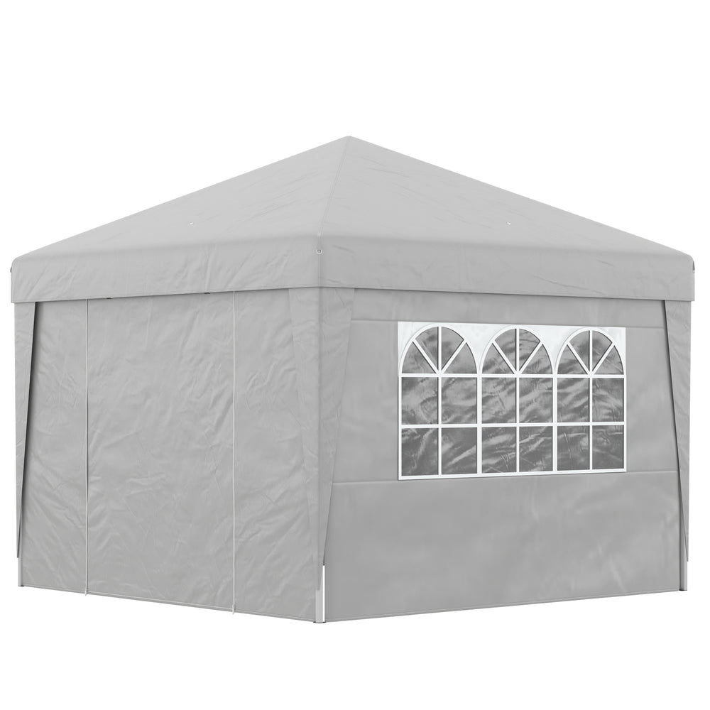Tonnelle de jardin pop-up pliante tonnelle barnum tente de réception 3 x 3 m anti-UV 30 + avec fenêtres parois latérales sac de transport sacs de sable gris