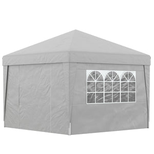 Tonnelle de jardin pop-up pliante tonnelle barnum tente de réception 3 x 3 m anti-UV 30 + avec fenêtres parois latérales sac de transport sacs de sable gris