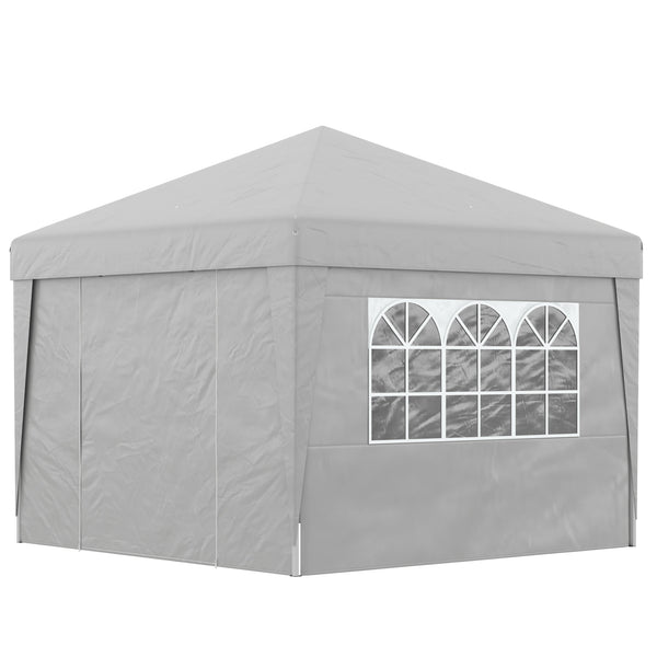Tonnelle de jardin pop-up pliante tonnelle barnum tente de réception 3 x 3 m anti-UV 30 + avec fenêtres parois latérales sac de transport sacs de sable gris