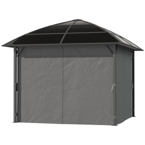 Tonnelle de jardin pavillon de jardin 3 x 3 m structure aluminium toit polycarbonate imperméable UV 60+ avec parois latéraux gris foncé
