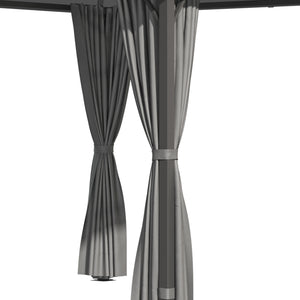 Tonnelle de jardin pavillon de jardin 3 x 3 m structure aluminium toit polycarbonate imperméable UV 60+ avec parois latéraux gris foncé