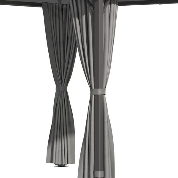 Tonnelle de jardin pavillon de jardin 3 x 3 m structure aluminium toit polycarbonate imperméable UV 60+ avec parois latéraux gris foncé