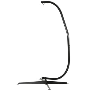 Support de fauteuil suspendu, support chaise suspendue, base en X, cadre en C, boucle à ressort inclus, cadre en métal robuste, charge max.120 kg, 114 x 80 x 208 cm, noir