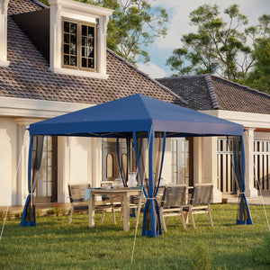 Tonnelle pop-up Barnum Pliant Style Colonial 3 x 3 m 4 moustiquaires + Sac de Transport bleu