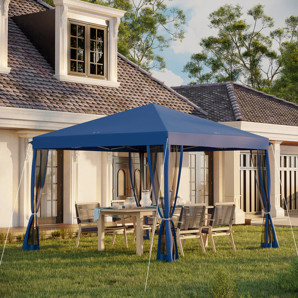 Tonnelle pop-up Barnum Pliant Style Colonial 3 x 3 m 4 moustiquaires + Sac de Transport bleu