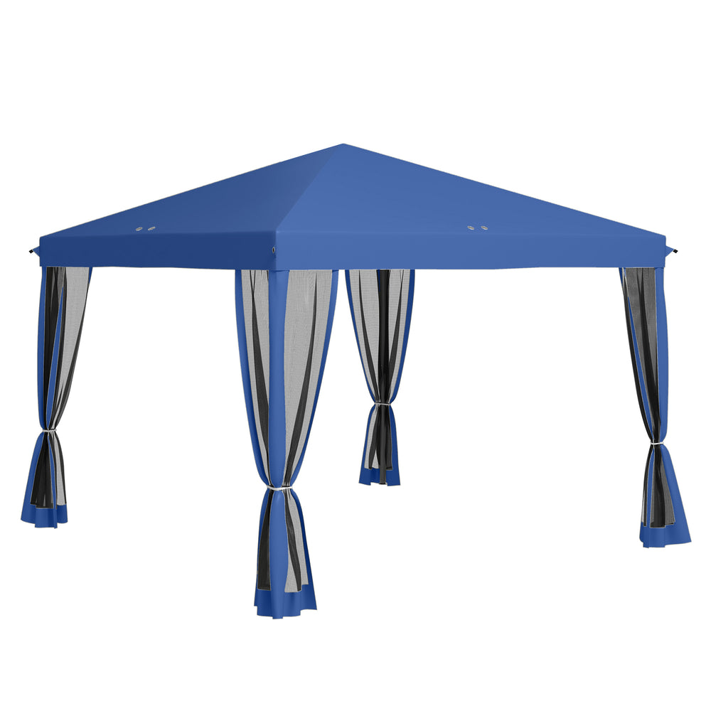 Tonnelle pop-up Barnum Pliant Style Colonial 3 x 3 m 4 moustiquaires + Sac de Transport bleu