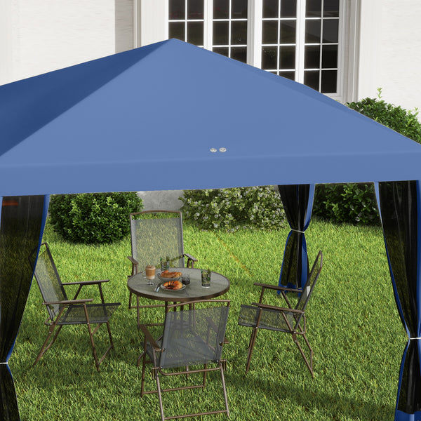 Tonnelle pop-up Barnum Pliant Style Colonial 3 x 3 m 4 moustiquaires + Sac de Transport bleu
