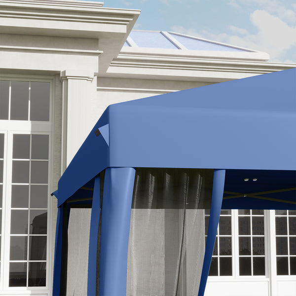 Tonnelle pop-up Barnum Pliant Style Colonial 3 x 3 m 4 moustiquaires + Sac de Transport bleu
