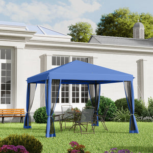 Tonnelle pop-up Barnum Pliant Style Colonial 3 x 3 m 4 moustiquaires + Sac de Transport bleu