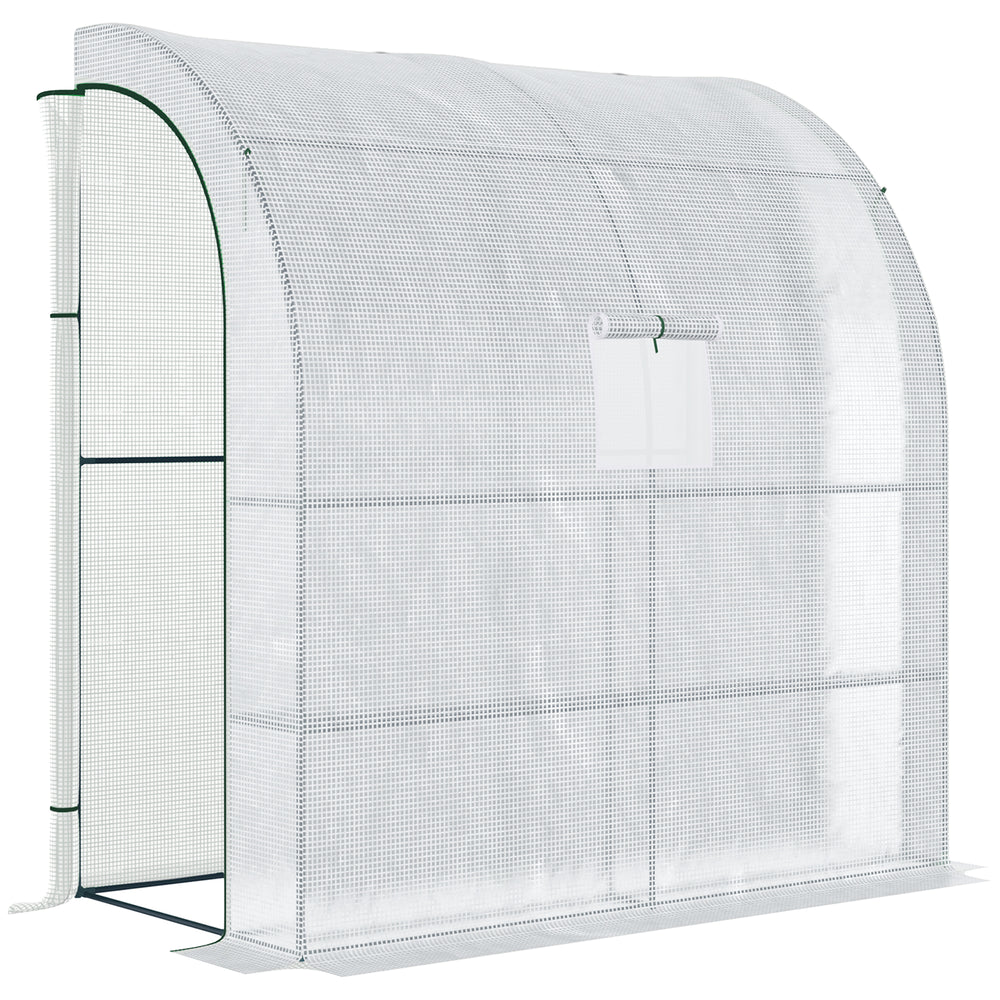 Serre de jardin PE avec étagères 3 niveaux, serre de balcon, bâche renforcée 140 g/m², châssis en acier, 2 portes zippées enroulables, pour légumes plantes fleurs, 200 x 100 x 215 cm, blanc
