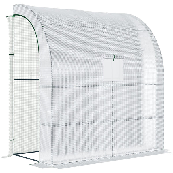 Serre de jardin PE avec étagères 3 niveaux, serre de balcon, bâche renforcée 140 g/m², châssis en acier, 2 portes zippées enroulables, pour légumes plantes fleurs, 200 x 100 x 215 cm, blanc