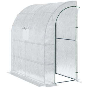 Serre de jardin PE avec étagères 3 niveaux, serre de balcon, bâche renforcée 140 g/m², châssis en acier, 2 portes zippées enroulables, pour légumes plantes fleurs, 200 x 100 x 215 cm, blanc