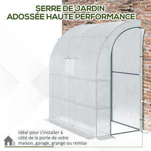 Serre de jardin PE avec étagères 3 niveaux, serre de balcon, bâche renforcée 140 g/m², châssis en acier, 2 portes zippées enroulables, pour légumes plantes fleurs, 200 x 100 x 215 cm, blanc