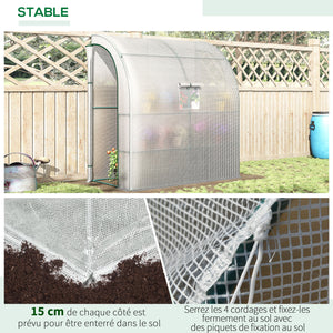 Serre de jardin PE avec étagères 3 niveaux, serre de balcon, bâche renforcée 140 g/m², châssis en acier, 2 portes zippées enroulables, pour légumes plantes fleurs, 200 x 100 x 215 cm, blanc