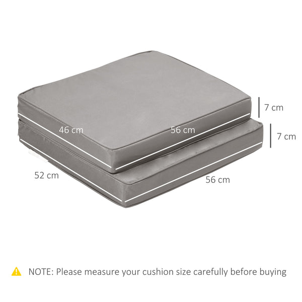 Lot de 2 coussins de chaise coussins d'assise déhoussables grand confort coussins matelassé rembourré mousse tissu polyester gris clair