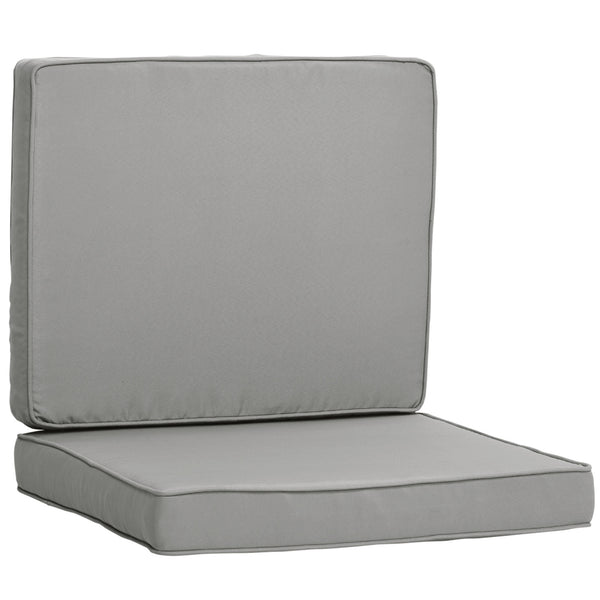 Lot de 2 coussins de chaise coussins d'assise déhoussables grand confort coussins matelassé rembourré mousse tissu polyester gris clair