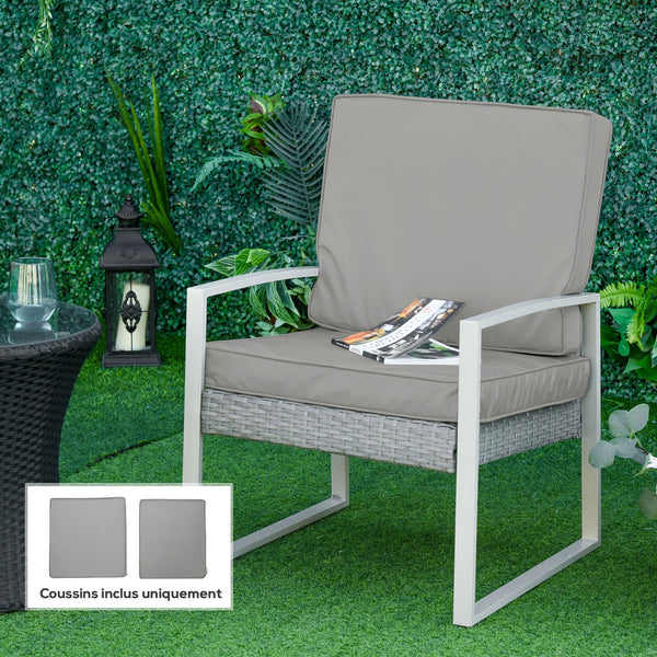 Lot de 2 coussins de chaise coussins d'assise déhoussables grand confort coussins matelassé rembourré mousse tissu polyester gris clair