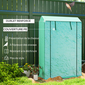 Serre de jardin PE avec étagères 3 niveaux, serre de balcon, bâche renforcée 135 g/m², châssis en acier, porte zippée enroulable, pour légumes plantes fleurs, 100 x 40 x 150 cm, vert