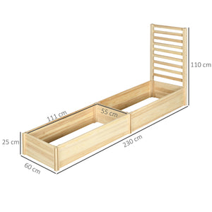 Jardinière avec treillis carré potager en bois 230 x 60 x 110 cm effet bois naturel