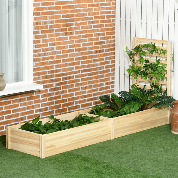 Jardinière avec treillis carré potager en bois 230 x 60 x 110 cm effet bois naturel