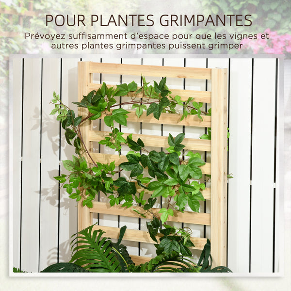 Jardinière avec treillis carré potager en bois 230 x 60 x 110 cm effet bois naturel
