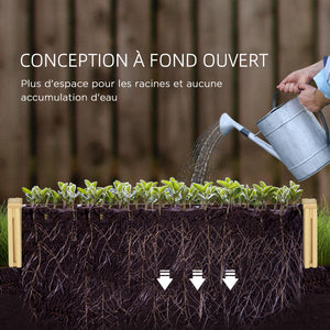 Jardinière avec treillis carré potager en bois 230 x 60 x 110 cm effet bois naturel