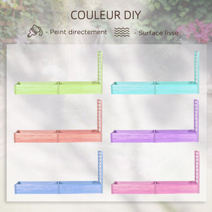 Jardinière avec treillis carré potager en bois 230 x 60 x 110 cm effet bois naturel