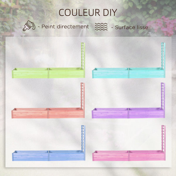 Jardinière avec treillis carré potager en bois 230 x 60 x 110 cm effet bois naturel