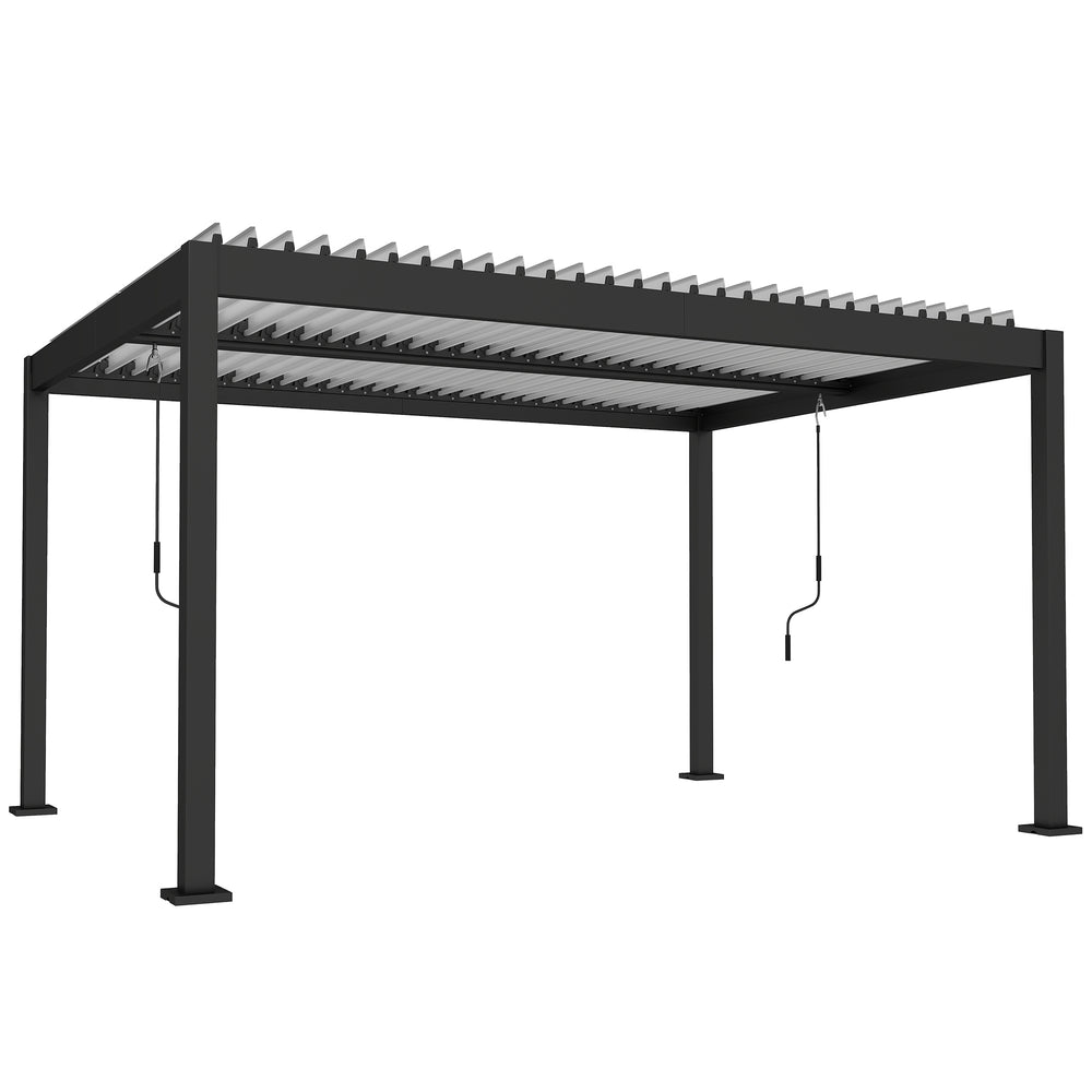 Pergola Bioclimatique 4x3m, Pergola de Jardin en Aluminium à Toit Louvred Ajustable avec Manivelle, Tonnelle de Jardin Abri Terrasse, Protection Soleil, pour Jardin Extérieur, Blanc