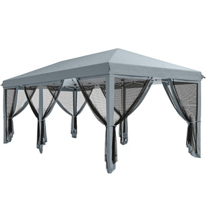 Tonnelle pliante tonnelle de jardin extérieure barnum pliant Pop-up pavillon de terrasse 6 x 3 m Anti-UV moustiquaires amovibles + Sac de Transport Gris
