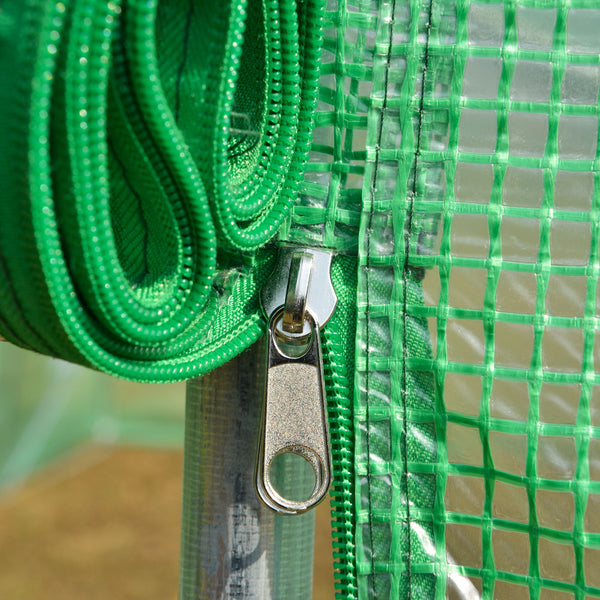Serre de jardin tunnel 24 ㎡ grande taille 8 x 3 x 2 m avec bâche PE cadre en acier galvanisé Ø 24 mm  porte enroulable et 12 fenêtres vert