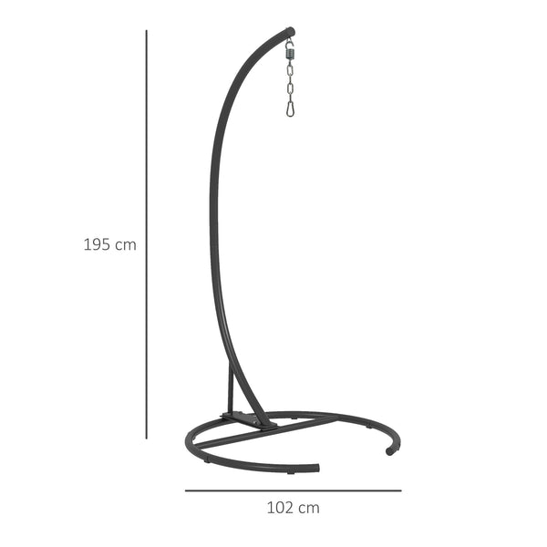 Support de fauteuil suspendu, support chaise suspendue avec base ronde, cadre en métal robuste, charge max. 150 kg, pour balançoire/œuf/fauteuil hamac, Ø 102 x 195 cm, noir