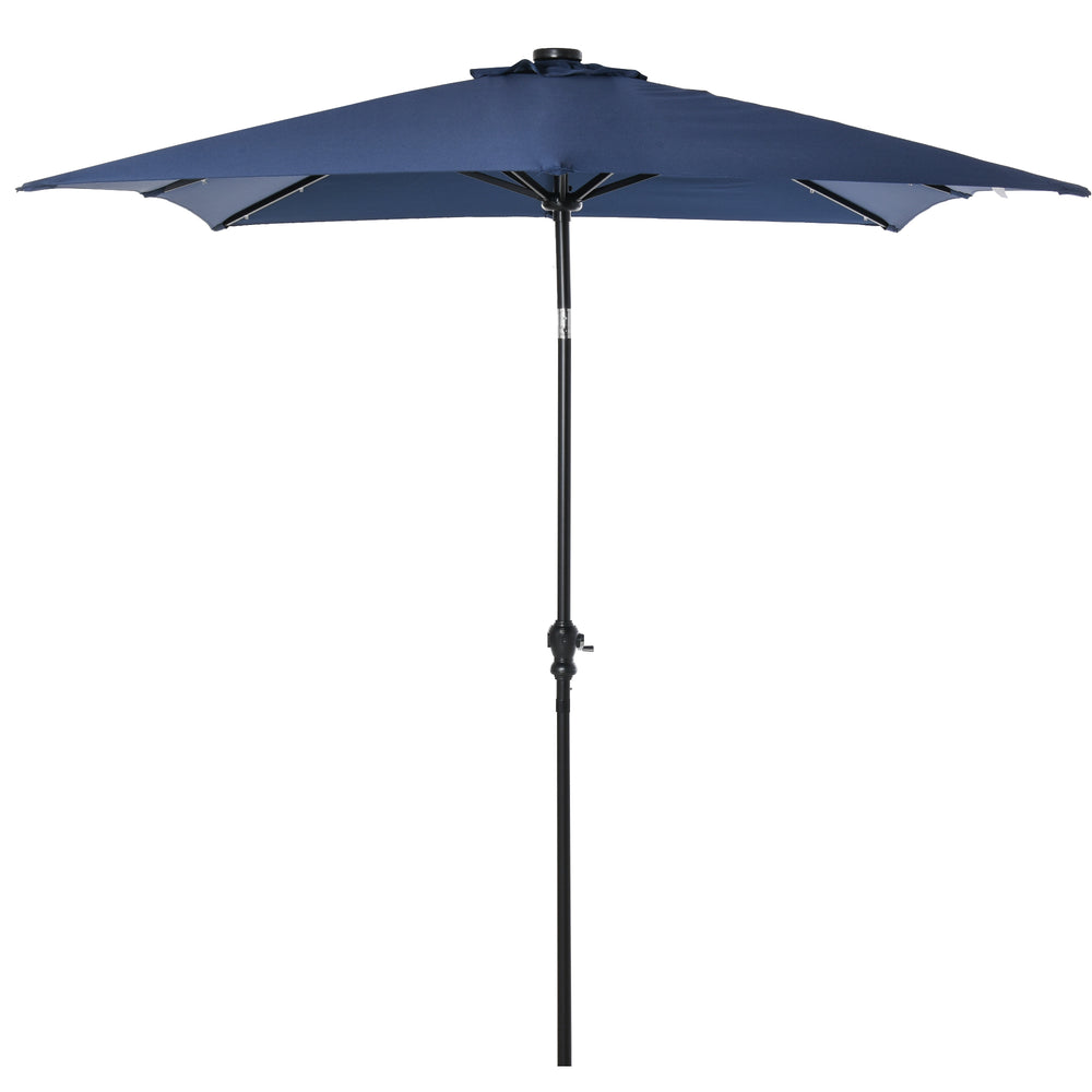 Parasol de jardin Parasol droit 3 x 2 m lumineux rectangulaire inclinable avec LED solaire acier polyester haute densité bleu