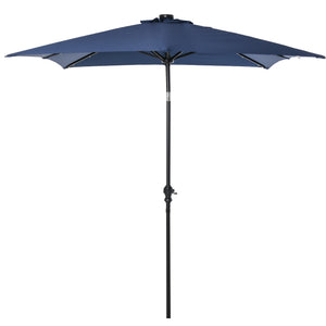 Parasol de jardin Parasol droit 3 x 2 m lumineux rectangulaire inclinable avec LED solaire acier polyester haute densité bleu