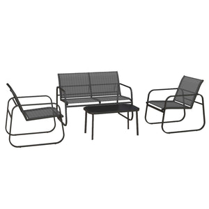 Salon de jardin ensemble de mobilier de jardin 4 pièces avec 2 fauteuils 1 canapé 2 places d'extérieur et table basse avec plateau en verre trempé noir